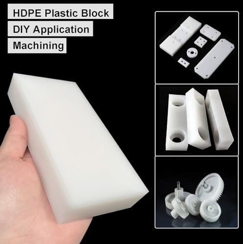 Image of High-Density Polyethylene (HDPE) Plastic Block 1 inch Thick 4 inch X 12 inch- for Machining, Home Improvements, DIY Projects, Engineering,High-Density Polyethylene Plastic Sheet (1pcs White PE Block)