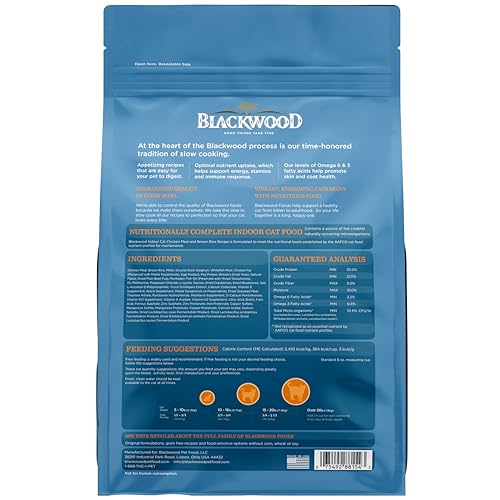 Blackwood Dry Cat Food, Indoor Formula, Chicken Meal & Brown Rice Recipe, 13.2 Pound Bag, High Protein, Slow Cooked - Thumbnail 7