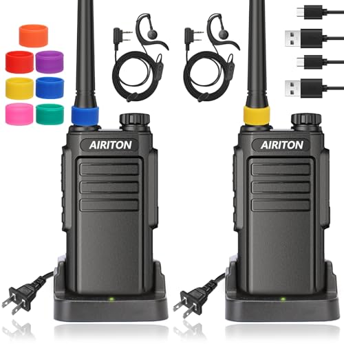 Walkie Talkies Long Range for Adults, Rechargeable Walkie Talkie UHF Two Way Radio with 1500mAh Li-ion Battery USB-C Charger VOX Walky Talky for Hiking Cruises Camping (2Pack)
