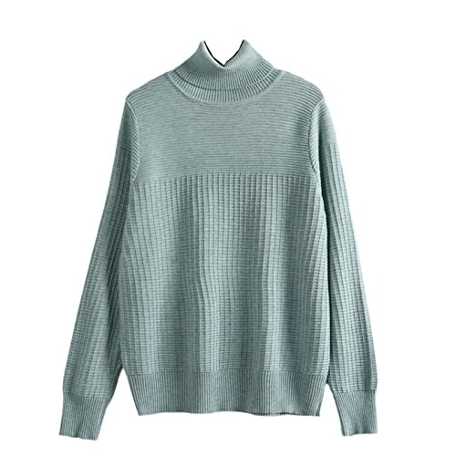 Pull à col roulé en laine pour femme - Automne et hiver - Chaud - En cachemire, Vert 5875, Taille Unique Cover