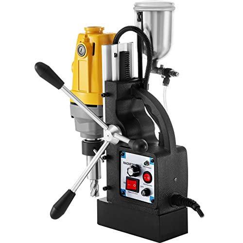 Vevor Magnetic Drill, 550Rpm No-Load Speed Electromagnetic Drill Press, 2.16" Depth 1.57" Dia Magnetic Core Drill, 2700Lbs Boring Tool Drill Press, W/ 1100W Drill Press, Yellow And Black Drill Machine #TOP7