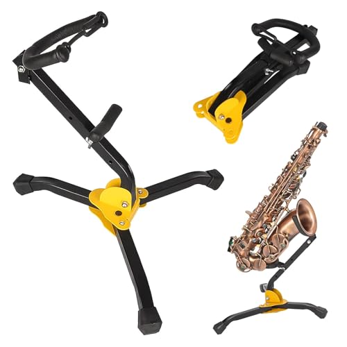 GOGHOST Saxophone Stand Portable Folding Metal Alto/Tenor Sax Stand - Adjustable Triangle Base Holder Display Rack Musical Instrument Accessories