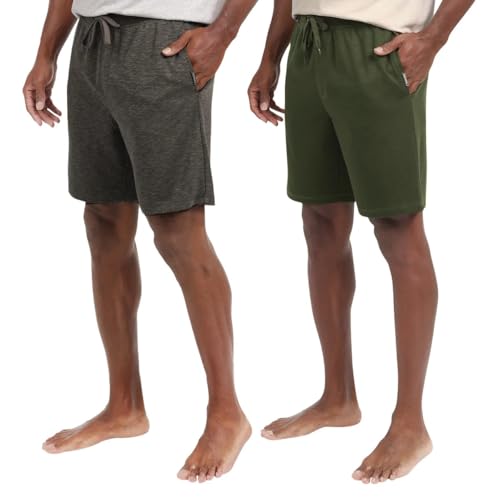 Eddie Bauer Men’s Comfort Fit Elastic Waistband with Outer Drawstring Lounge Short, 2 Pack (Gray,Small)2