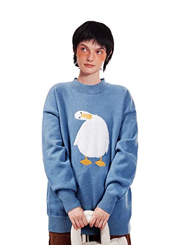 Aelfric Eden Mens Fashion Ducks Cartoon Sweaters Unisex Oversized Jumper Long Sleeve Casual Sweater Retro Couple Top #TOP3