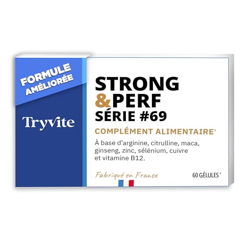 Formule Pour Hommes Actifs | 60 Gélules Avec Ginseng, Maca, Arginine, Citrulline & Zinc | TRYVITE STRONG&PERF