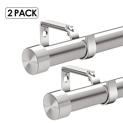Olv 2 Pack Nickel Rods For Window 72-144 Inch, Adjustable Single Window Curtain Rods With End Cap Design Finials,Drapery Rods Of Window Treatment,1 Inch Diameter,Brushed Nickel #TOP1
