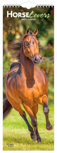 Horse Lovers | 2027 5.7 x 16.5 Inch (Hanging) Monthly Slimline Wall Calendar | BrownTrout | Animals Equestrian