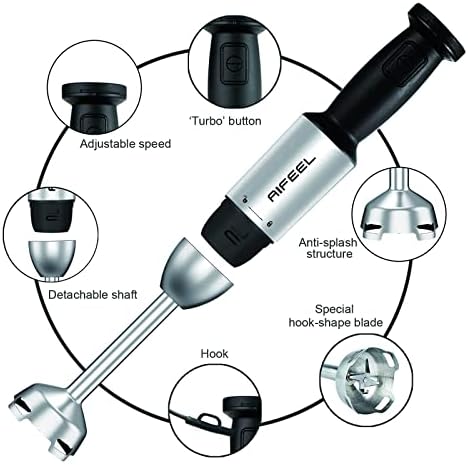 Aifeel Hand Blender for kitchen,800W Electric Immersion Stick Blender with Stainless Steel Blending Shaft,Ice Chopper, Beaker, Electric Whisk, for Smoothies, Soups, Sauces, Baby Food