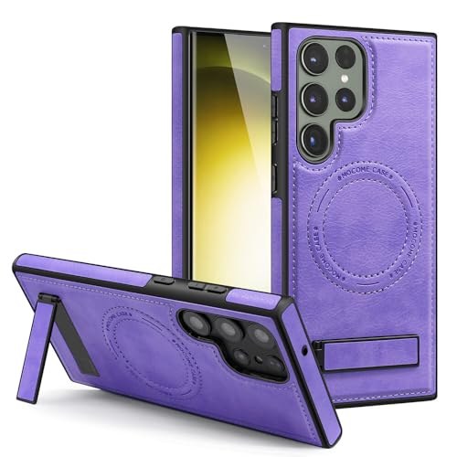 Coque Samsung Galaxy S23 Ultra antichoc couleur violet clair avec support arrière