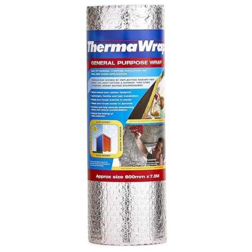 General Purpose Insulation Wrap ThermaWrap 600mm x 7.5m | Multi-Purpose Reflective Foil Insulation | Ideal for Attics, Lofts, Sheds & Garages | Energy Saving Barrier