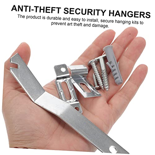 Image of POPETPOP 4sets Security Locking Picture Hanger -Theft Hooks for Art Galleries and Museums Easy Installation for Hotels and Home Decor of Heavy Duty Hangers