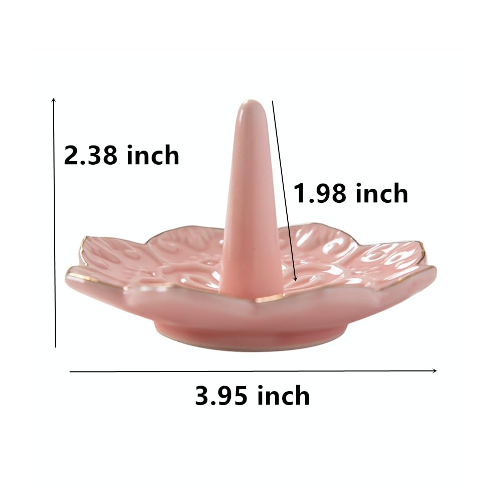 HOMEGOAL Ceramic Ring Holder Dish for Jewelry, Decorative Mandala Jewelry Tray for Rings Earrings Necklaces Watch Keys, Aesthetic Room Decor, Birthday Engagement Wedding Gifts for Women (): Pink