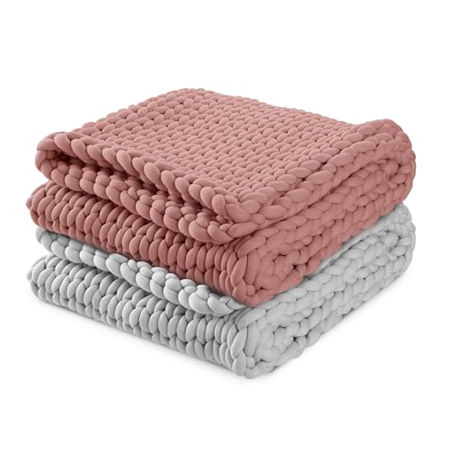 Vellux Weighted Throw Blanket, 5lbs - Twin Size - Chunky Knit Blanket - Soft & Breathable - Home Decor Cozy Blanket for Couch, Sofa and Bed – Terracotta by Vellux - Used condition - Image 7