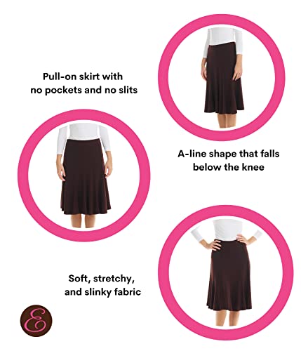 Esteez Womens A-Line Skirt - Knee Length A-Line Skirts For Women Summer - Womens Brown A-Line Skirt - Midi Skirt - Skirts For Women Trendy - Stretchy Skirt Florence (Ex802159 Espresso Small) #TOP3