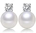 Pearl Earrings,Women Freshwater Pearl Cubic Zirconia Stud Earrings 925 Sterling Silver by Joyfulshine