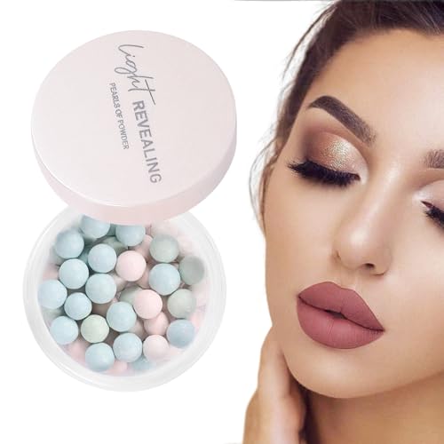 wiroouia Polvos fijadores sueltos, polvos faciales sueltos, Maquillaje resaltador Bola de polvo facial centelleante, Polvo facial de maquillaje delicado de alta definición para esposa y madre
