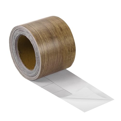 Image of uxcell Wood Grain Tape, 2 inch x33 Ft Self Adhesive Wood Grain Repair Patch for Baseboards, Doors, Floor Repair, Furniture Home Decor Yellow Teak