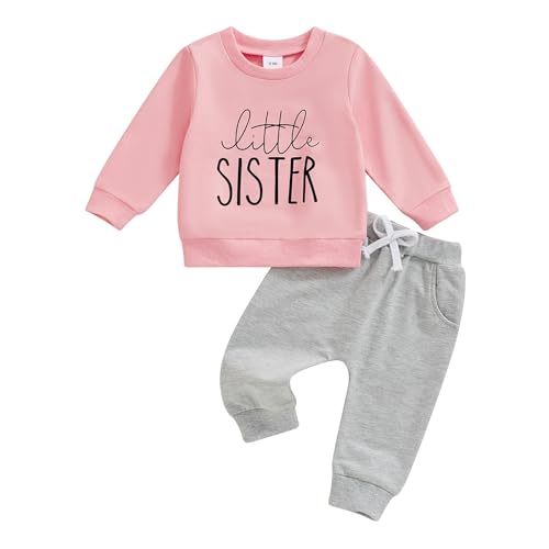Big Sister Little Sister Matching Outfit Toddler Girl Long Sleeve Sweatshirt Top Pants 2Pcs Fall Clothes Set