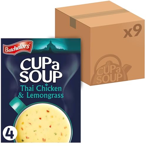 Batchelors Cup a Soup Thai Chicken & Lemongrass Instant Soup Sachets, 88 g Box (Pack of 9 Boxes - Each Contains 4 Sachets)
