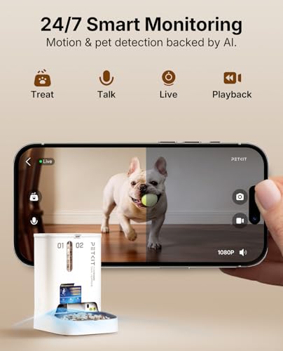 Image of PETKIT Automatic Cat Feeder with Camera, Upgraded Multi-Cat Recognition, Night Vision,2.4G&5G WiFi Dog Feeder with Freshness Lock,5L Timed Dual Hopper Food Dispenser with Low Food Sensor