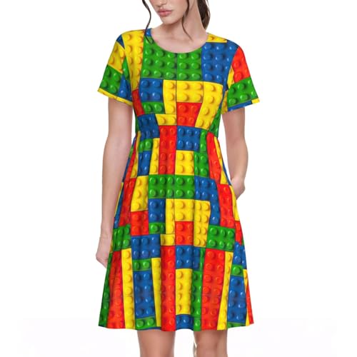 Robe d'été décontractée manches courtes légère pour silhouette fluide