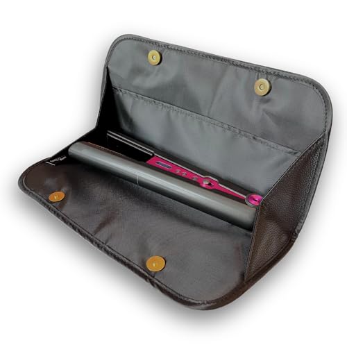 Hair Straightener Flat Iron Leather Pouch by j&m - Stylish Travel Storage Bag - Fits ghd, BaByliss, L’Oréal & Large Appliances - Magnetic Closure (Black)