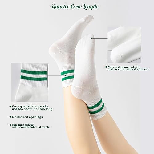 Image of Fszsaa Novelty Socks For Women - Striped Retro Mini Crew Sporty Calf Casual Cotton Ankle Socks