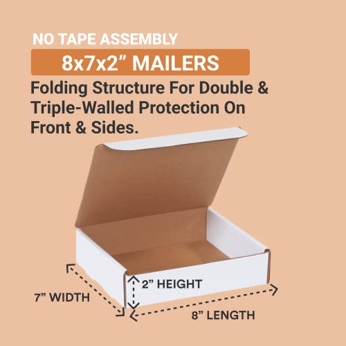 Aviditi Shipping Boxes Small 8"L X 7"W X 2"H, 50-Pack | Corrugated Cardboard Box For Packing, Moving And Storage 8X7X2 872 #TOP1