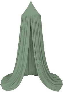 Aolso Kids Bed Canopy for Girls and Boys,Canopy Bed Curtains with Round Dome,Nursery Curtains for Kids Beds,Princess Beds,Baby Room,Reading Corner-Crepe(Green)
