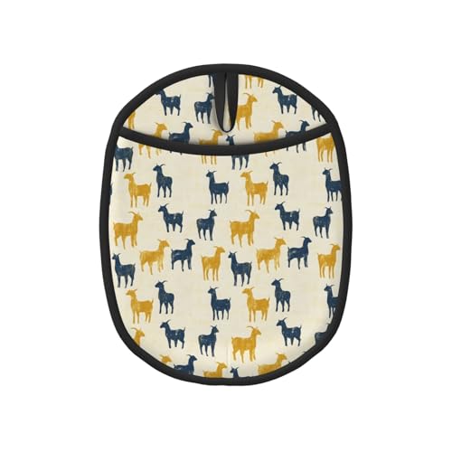 Soportes para ollas con estampado de silueta de cabra amarilla y azul para cocina, 1 unidad, guantes de horno resistentes al calor, almohadillas calientes con bolsillo, soportes de silicona con lazo