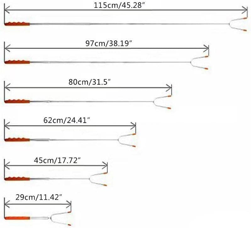 Miniatura 8 de 5 palitos telescópicos para asar malvaviscos de 45 pulgadas, palos de acero inoxidable para asar perros calientes para fogatas, hogueras, pinchos,