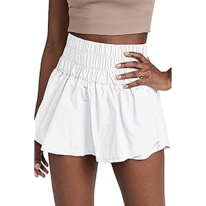 SySea Women’s High Waisted Shorts Athletic Running Quick Dry Workout Sporty Summer Casual Shorts White