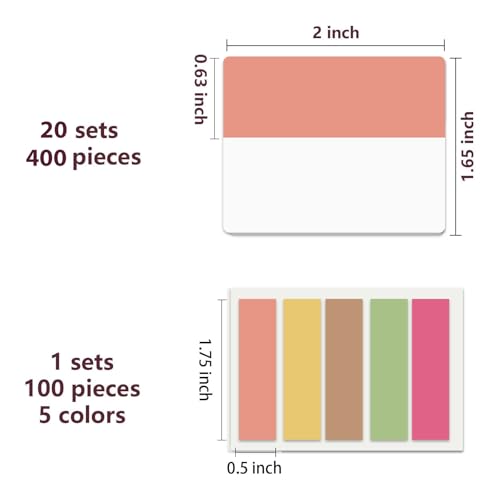 Image of ELII 500 PCS Sticky Index Tabs 2 Inch Book Tabs Page Markers File Tabs | Self Adhesive, Labels for Pages Notebooks,Safety Material, Smooth Writing,Transparent,Waterproof,Repositionable