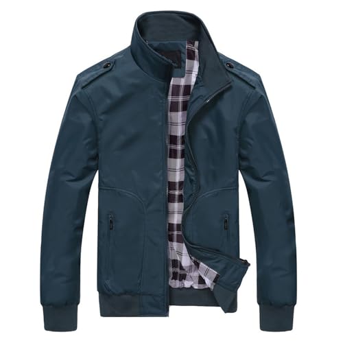 YANBLOS Men Transition Jacket Casual Classic Men Trend Long Sleeve Jacket Youth Men Fashion Urban Outdoor Jacket Slim Fit Comfortable Men Solid Color Light Jacket E-Green M