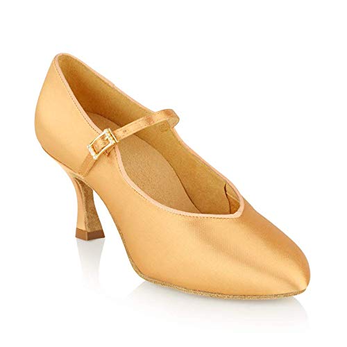Chaussures de danse avec talon flare 2,5" Ray Rose 146A Serengeti en satin flesh confortable