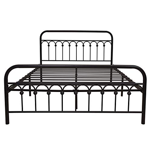 Tuseer Metal Bed Frame Queen Size With Vintage Headboard And Footboard Platform Base Wrought Iron Bed Frame (Queen,Black) #TOP6