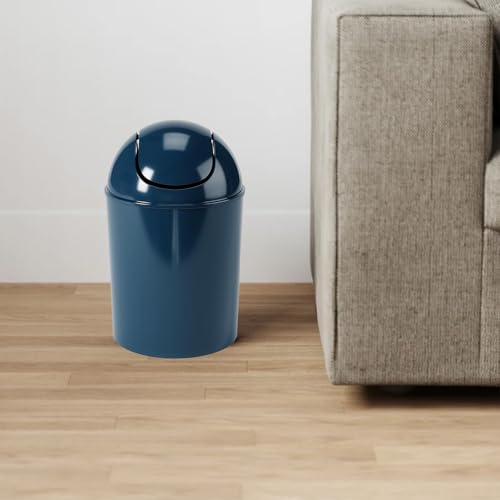 Image of Umbra Mini Waste Can, 1.25 Gallon with Swing Lid (Dark Blue)