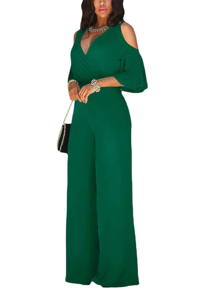 ORANDESIGNE Monos de Vestir Mujer Pantalones Largos Elegante Verano Tallas Grandes Mono de Manga Corta Jumpsuit Monos Fiesta Playsuits con Cinturón Clubwear Monos