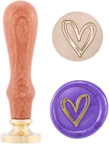 Heart Wax Seal Stamp, Yoption Vintage Brass Head Wooden Handle Sealing Stamp for Wedding Invitations