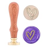 Heart Wax Seal Stamp, Yoption Vintage Brass Head Wooden Handle Sealing Stamp for Wedding Invitations