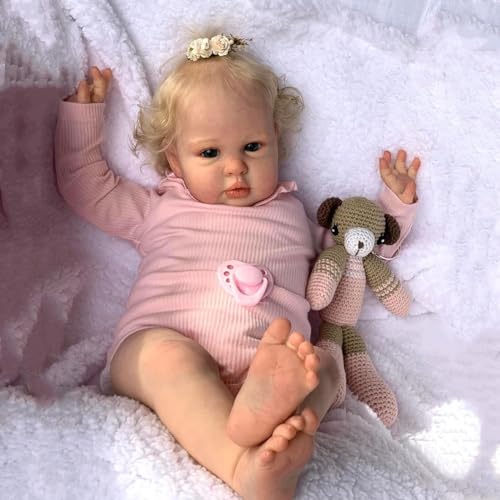 Muñeca Reborn Bebé Realista 24 Pulgadas Pelo Rubio miniatura 3