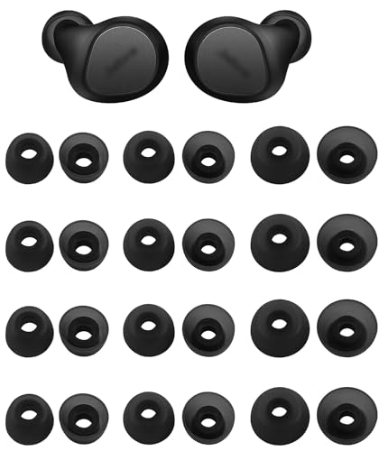 Rqker Eartips Compatible with Jabra Elite 65t, 75t, 3, 4, 7, 8, Active 8, Elite 10; 12 Pairs S/M/L Sizes Soft Silicone Tips, Gray