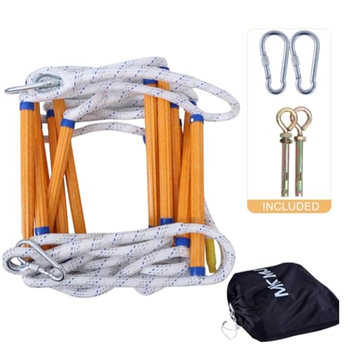 Échelle de Cordes d'évacuation, 3M Échelle de Secours de Sécurité avec 2 Crochets,pour la Maison de 2 Étages Fenêtre Balcon Balustrade,Ignifuge et Résistant Charge Jusqu'à 200kg(10FT/3M)
