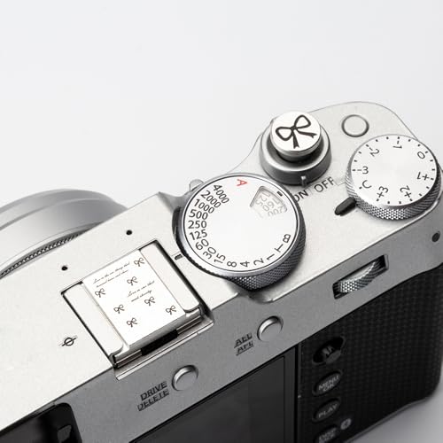 Butterfly Bow Ribbon Pattern Camera hot Shoe Cover Shutter Decorative Button Set for Fujifilm X-T5 X-T4 X-T30 X-T20 X-T10 X-T3 X-T2 for Nikon ZF Z5 Z6 Z7II (Aluminum Alloy-Set)