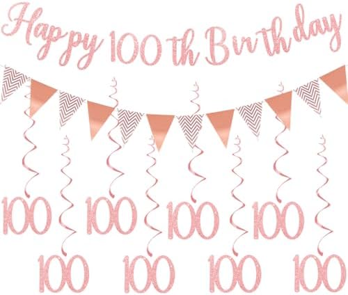 100th Birthday Banner – Gold Glitzer „100 Year Loved“ Für Jubiläumsdeko