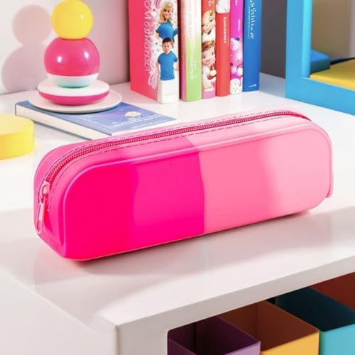 Image of Silicone Pencil Box Pouch for Girls & Boys | Aesthetic Pouches for Stationery for School | Pencil Case Pouch | Pencil Bag for School | Pen Pencil Pouches for College Girls Boys, Pink