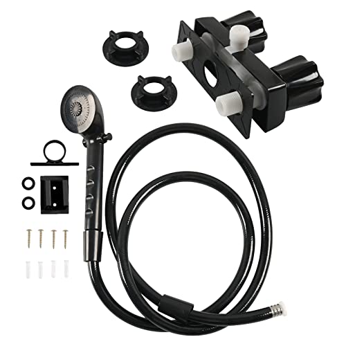Image of RV Shower Faucet & Shower Head & Hose High Pressure Water Saving RV Shower Kits Replacement for Travel RV, Camper, Van, Travel Trailer, Motorhome, Boat, Black
