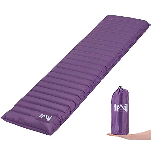 trail outdoor leisure Single Inflatable Camping Mat, Lightweight Compact Sleeping Mattress, Inbuilt Foot Pump, 40cm When Stored In Bag, Weighs 1.6kg