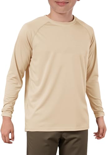 Haloumoning Boys Long Sleeve Athletic T-Shirts Kids Quick Dry Youth Performance Active Basic Tees 5-14 Years