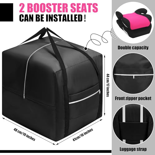 Bulyoou Extra Large Booster Seat Travel Bag for Airplane 18.9 x 16.14 x 17.32 Inch Backless Car Seat Travel Bag Durable, Waterproof, Hand Design Airport Check Bag (Black)